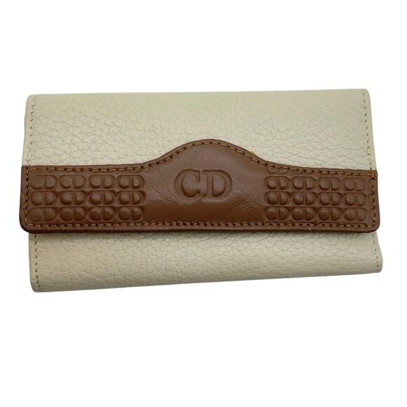 Christian Dior CD Logo Leather Beige x Brown 6-Ring Key Case W/Paper Bag - Picture 16 of 16